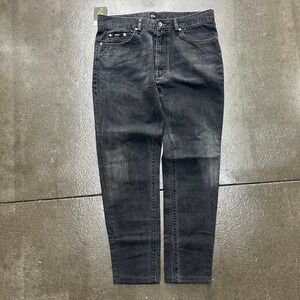 Vintage Hugo Boss 34x28 Black Denim Straight Leg Distressed Jeans